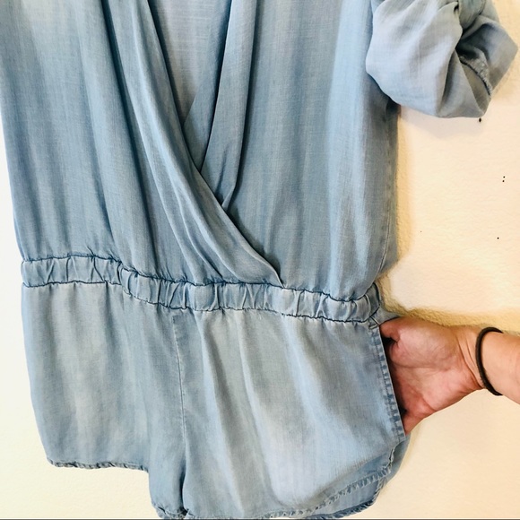 5 for $25 ⭐️ Chelsea & Violet Chambray Denim Romper - Picture 7 of 8